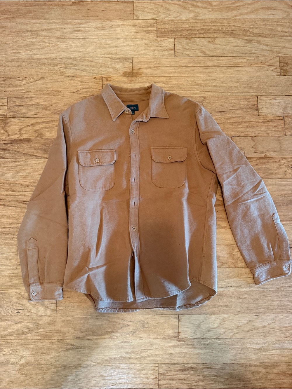 J. Crew Men's Long-Sleeve Button-Down Shirt in Camel Brown